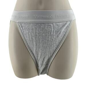 Vintage Victoria Secret Signature Soft-Stretchy Hi Leg Rio Panty Grey Size Small